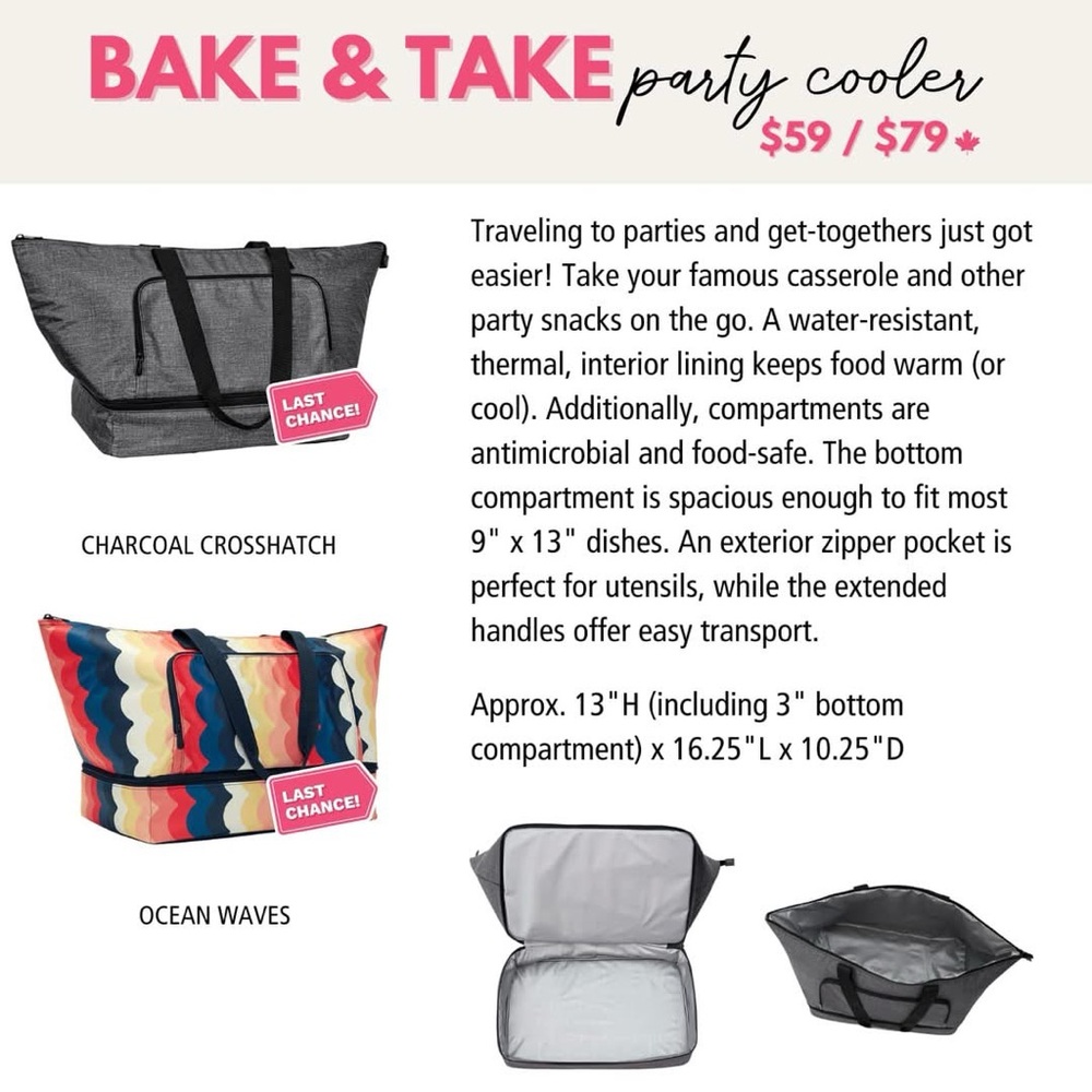 Thirty-one Bake and take party cooler in bbq print - rare! - Picture 10 of 10